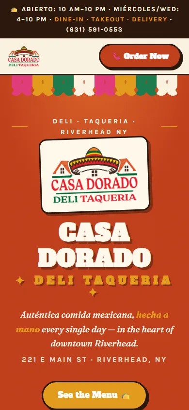 Casa Dorado mobile homepage