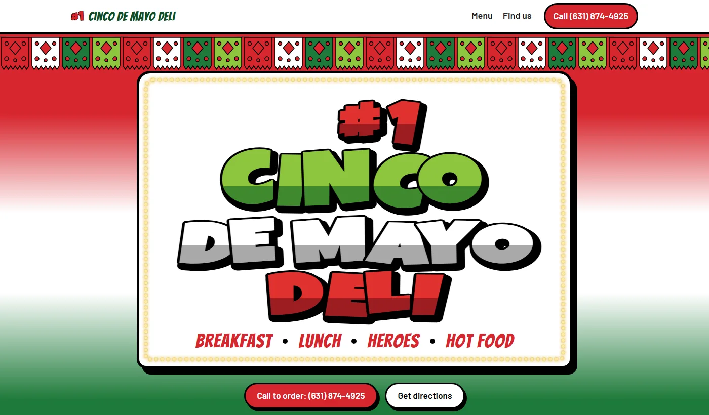 Vista del sitio de #1 Cinco de Mayo Deli en computadora