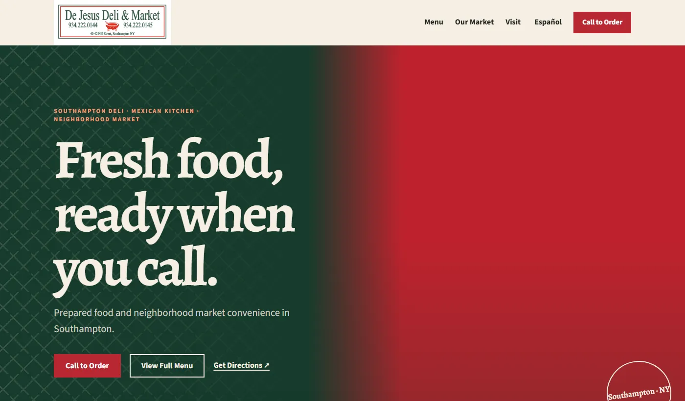 De Jesus Deli and Market custom business website