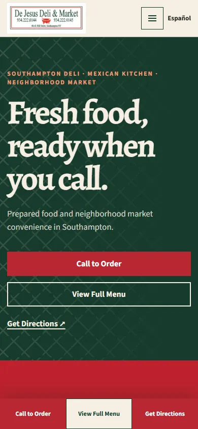 De Jesus Deli & Market mobile homepage