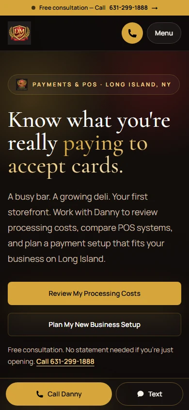 DM Capital Services mobile homepage