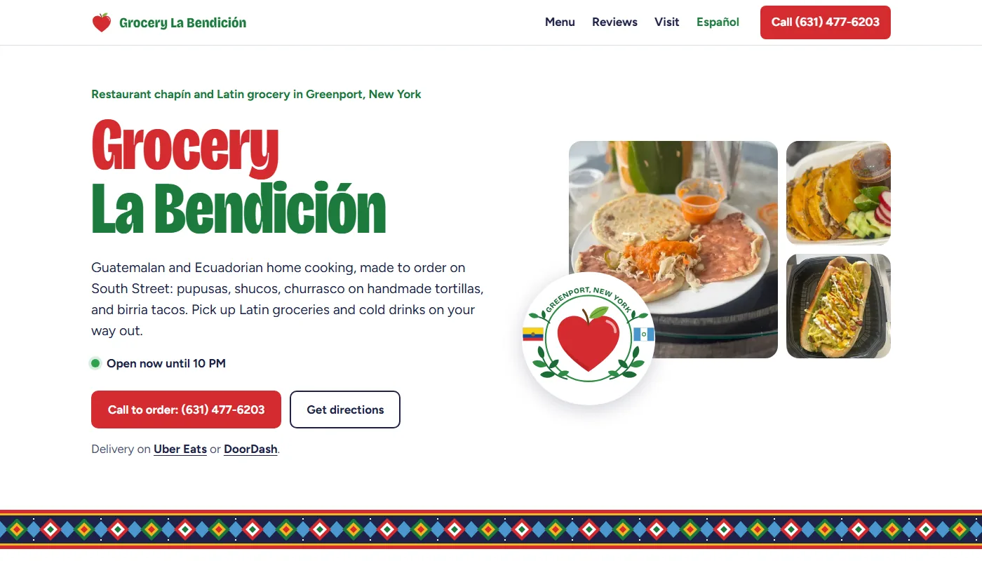 Vista del sitio de Grocery La Bendición en computadora