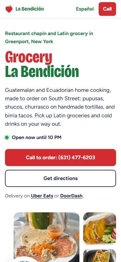 Grocery La Bendición mobile homepage