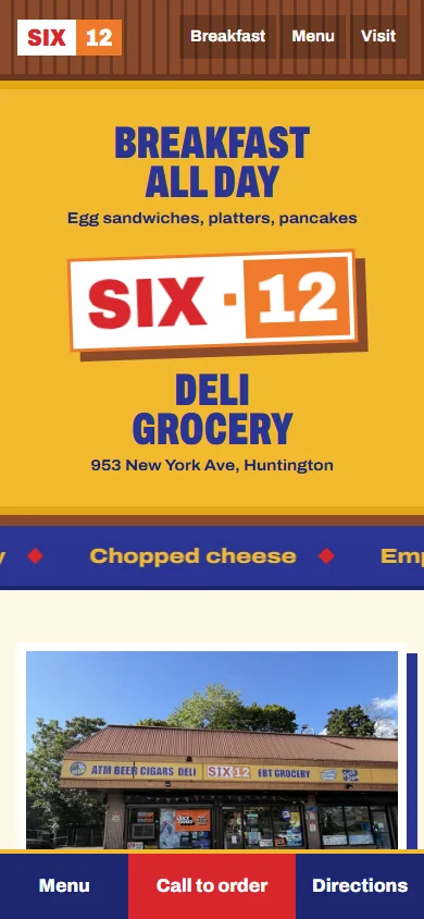 Six12 Deli & Convenience mobile homepage