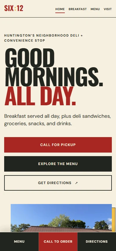 Six12 Deli & Convenience mobile homepage
