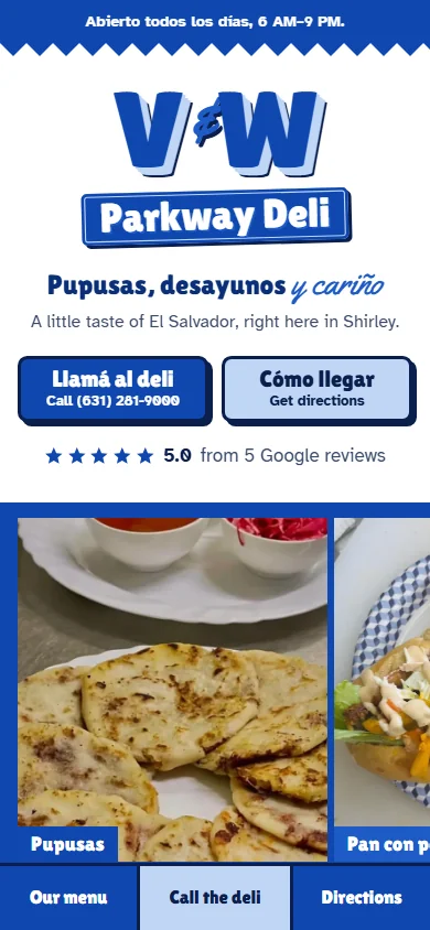 V & W Parkway Deli mobile homepage